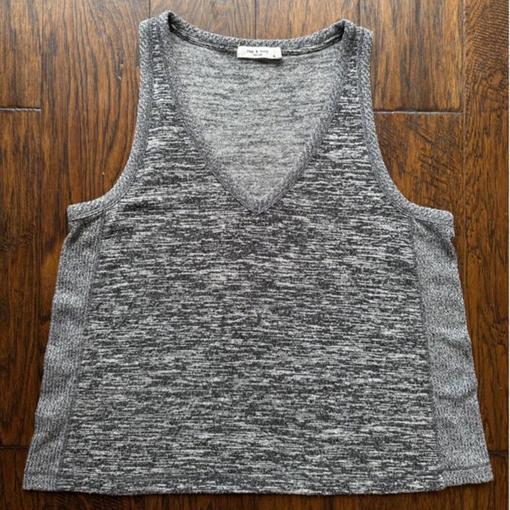 Rag & bone gray space dye v-neck knit tank top small